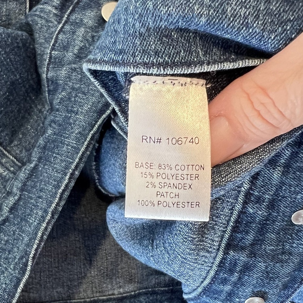 Back in the Saddle Womens Jacket 1X Light Denim Jean Western Cowgirl Kerchief - Picture 8 of 9